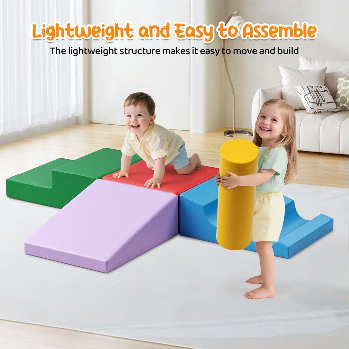 Lot de 2 Grands Blocs en Mousse: Toboggan et escaliers pour crèches
