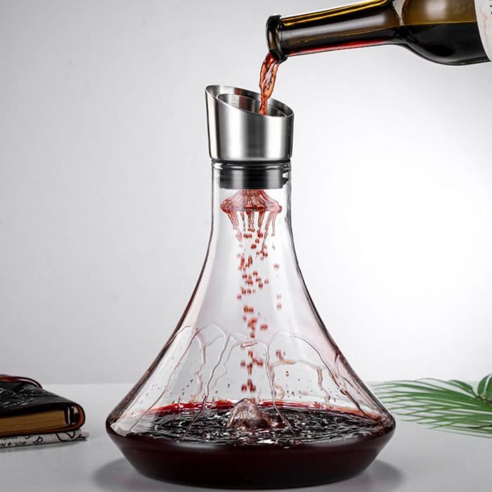 Carafe à Vin Rouge Avec Aérateur Intégré - Cristal Sans Plomb Soufflé Main - Décante Et Filtre En 5 Min