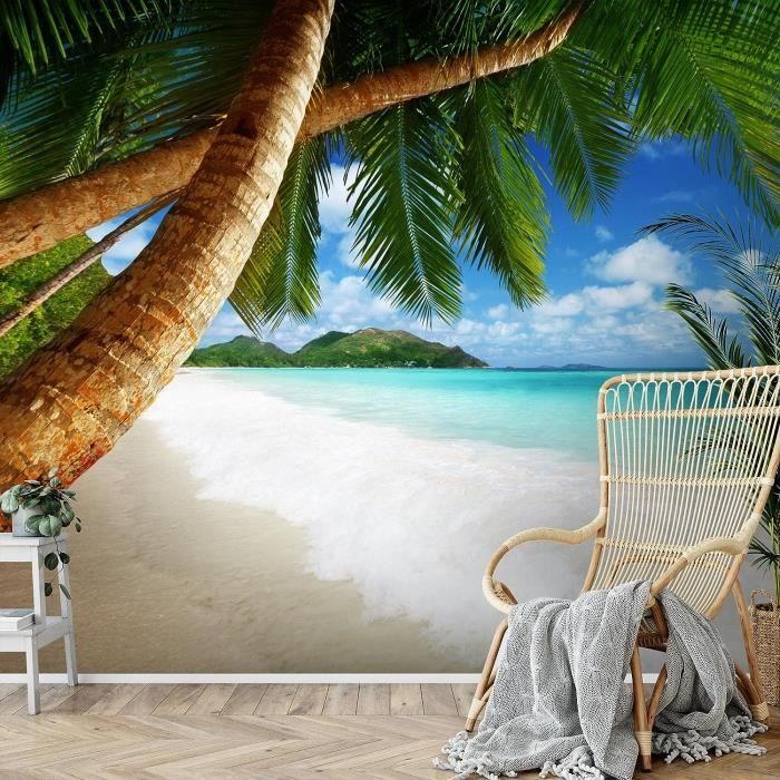 Papier Peint Panoramique Plage Et Palmiers De La Mer 352 X 250 Cm ...