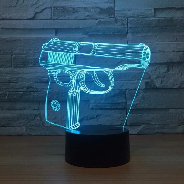 Pistolet 3D Night Light Touch Garde-Robe Lampe De Chevet Usb