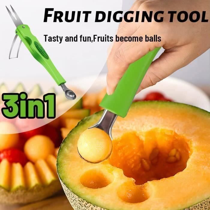 Couteau à trancher à la pastèque, artefact en acier inoxydable, couteau à  évider outils pour fruits