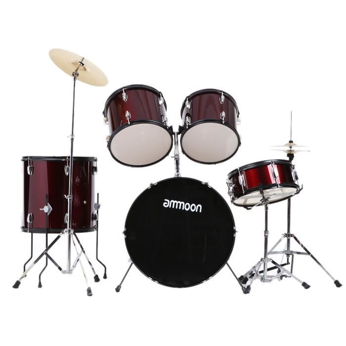 Ammoon 5-Pièce Adulte Ensemble de tambour Batterie Kit Instrument