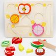 1 jeu de Puzzle jouet Simulation coupe en bois fruits semblant jouer jouets pour enfants   DINETTE - KITCHEN-2