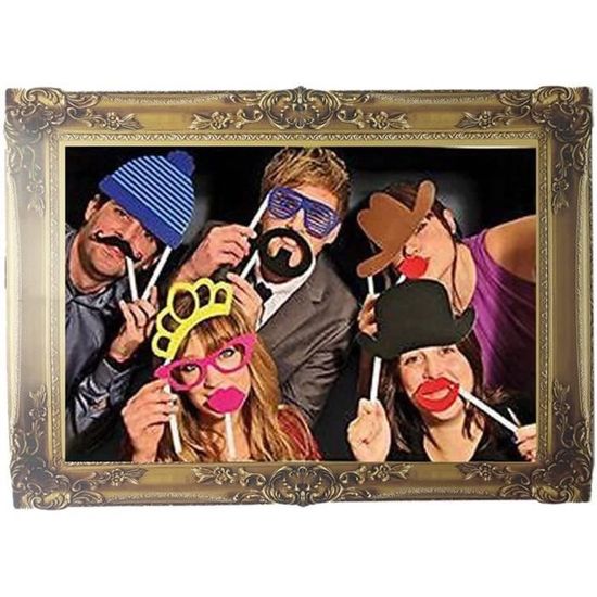 Cadre Photo Selfie Parliky – Thème Mariage, Anniversaire, Diplôme – Décor Rétro Doré Papier – 48x34 Cm – Accessoire Photobooth