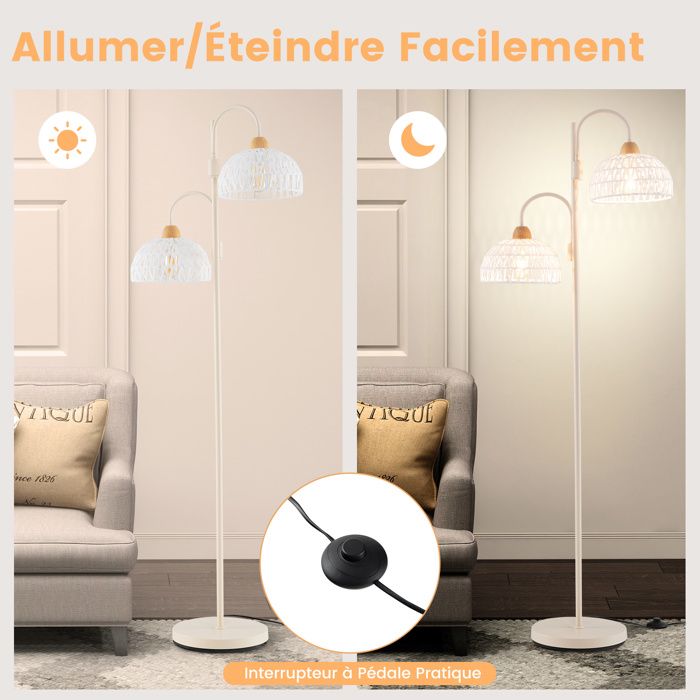 Depuley E27 Lampadaire Chambre Abat-jour Avec Liseuse De Lecture