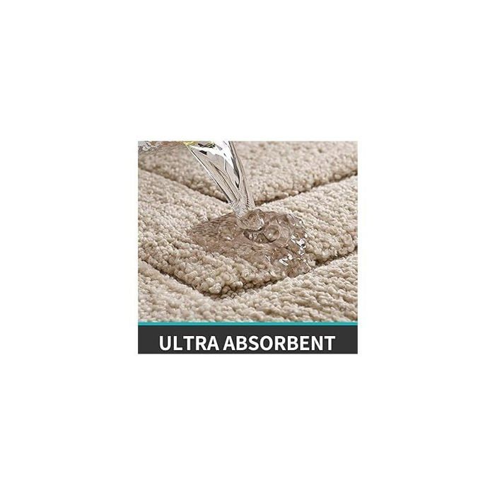 Tapis Salle De Bain Antidérapant DEXI 44x76 Cm - Microfibre Ultra-Absorbant, Beige, Lavable En Machine, Design Moderne