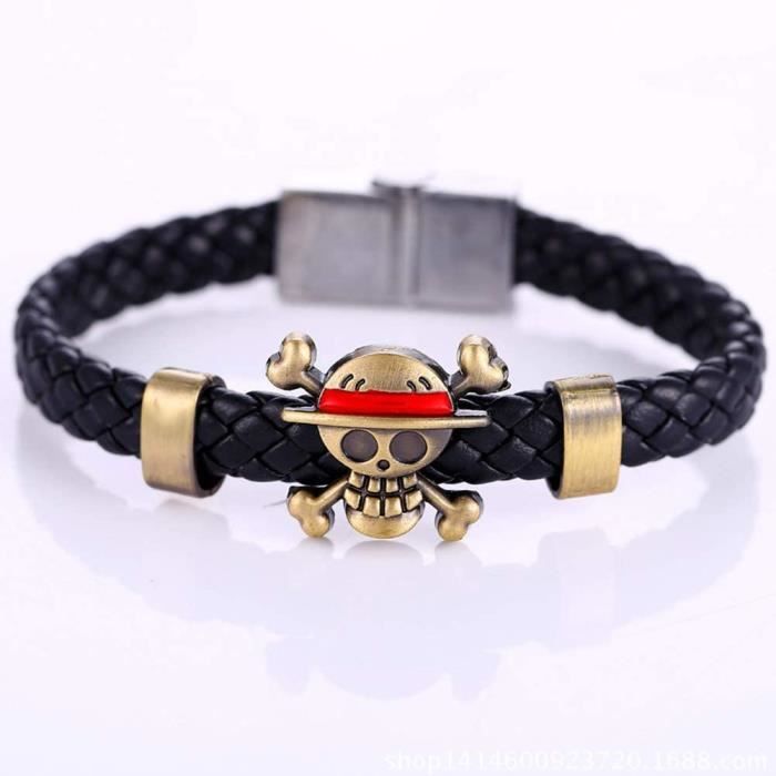 Bracelet One Piece En Cuir Tressé - Lot De 3 - Cadeau Fan Anime - Pour Enfants Et Ados
