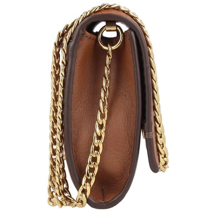 Portefeuille à Deux Volets Fossil Penrose Pour Femme - Cuir - Chaîne Amovible - 19x8.9 Cm - Noir