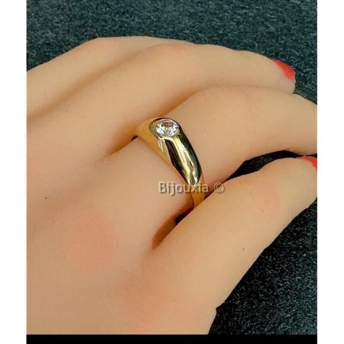 Bague Jonc Solitaire Cristal Zirconium Plaqué or 18 CARATS