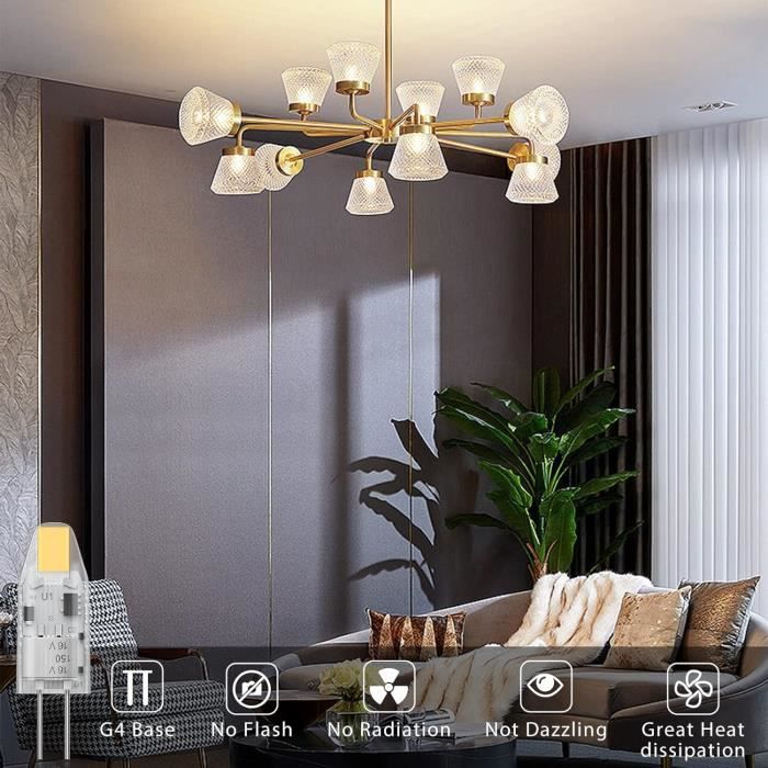 RuLEDne Lot de 10 ampoules LED G4 1 W – 1,5 W – 120 lumens 4000 K blanc ...