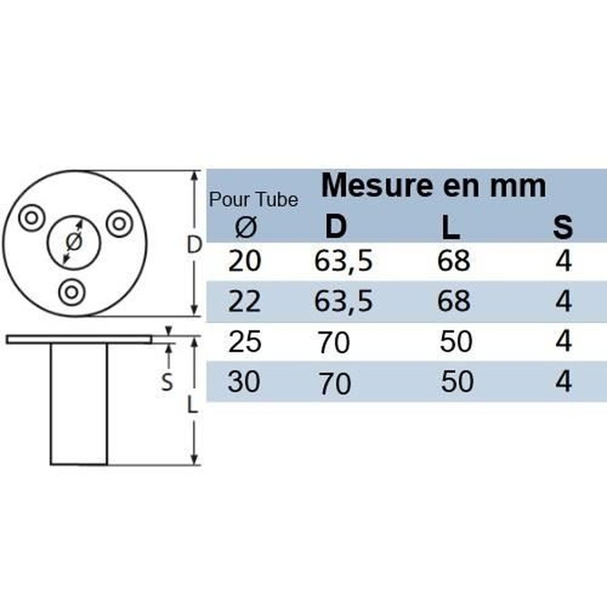 Platine Embase Encastrable Ronde Pour Tube Ø 25mm Angle de 90° inox A4 Platine Embase Encastrable Ronde Pour Tube Ø 25mm Angle de 90° inox A4