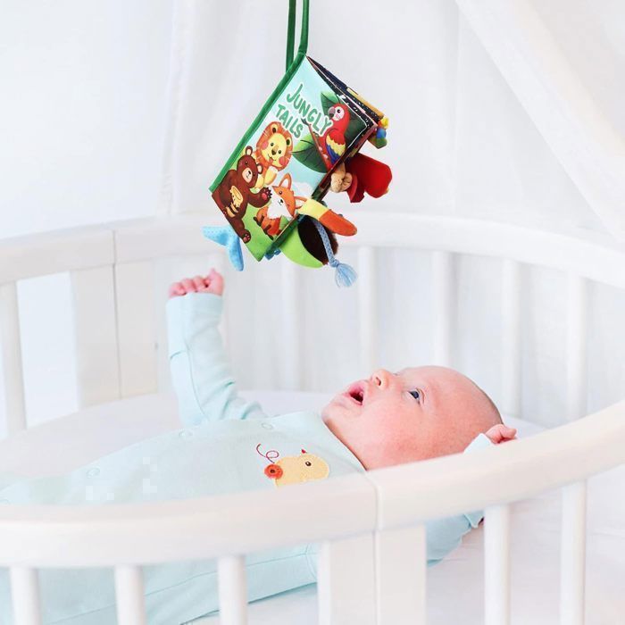 Jouet d'apprentissage précoce pour bébé de 0 à 36 mois, livre en tissu avec queue, son interactif Parent-enfant, Puzzle en papier, livre en tissu, hochet| Petit Éveil Montessori
