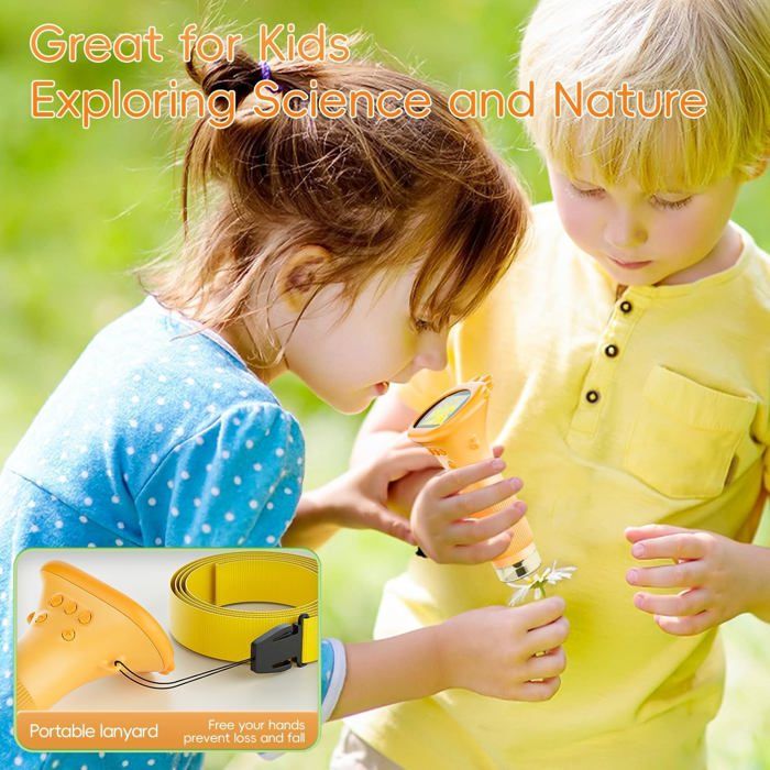Microscope Numérique Enfants Avec Écran 3 Pouces - Grossissement 1000x, 8 LEDs, Rechargeable, Cadeau Éducatif 3-12 Ans