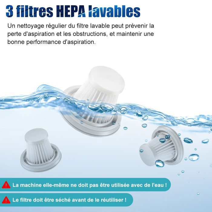 Aspirateur balai Prettycare - 3 en 1 - Sans fil et sans sac