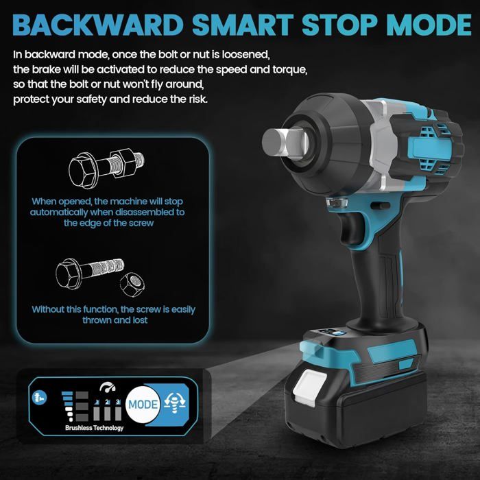Pistolet à Percussion 1700N.m Compatible Makita 18V Clé à Chocs Sans