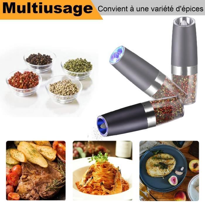 Lot De 2 Moulins Sel Poivre Électriques - Broyage Réglable LED - Pour Cuisine Et BBQ