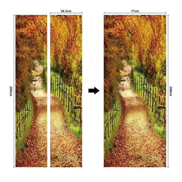 Affiche Porte 3D Paysage Fluvial Forestier 100x215 Cm - Autocollant Déco