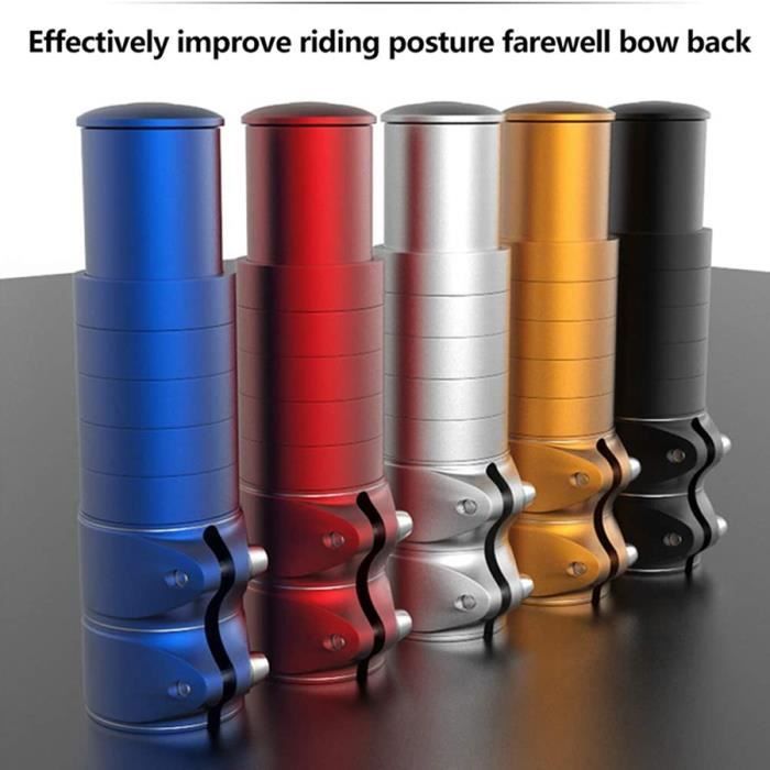 Potence Fourche Guidon Vélo Riser Alliage Aluminium Réglable - Rehausse Guidon VTT Vélo Ville (Argent)