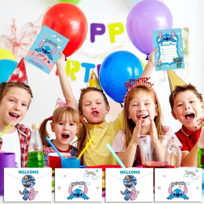 Lilo Stitch, 12 Cartes d'invitations d'anniversaire+12 enveloppes+