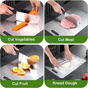 Lot 3 Planches à Découper + 3 Couteaux à Steak – Antidérapantes, Antibactériennes, Motif Marbre Élégant, Pour Viande Légumes Fruits