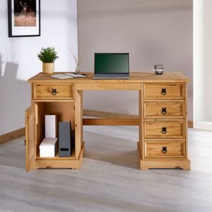 Meuble De Bureau En Bois Marron - 120x60x77 Cm - État Neuf (sans Emballage)