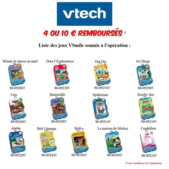 JEU VTECH V.SMILE Lot de 4 Cartouches NEUVES CONSOLE Vtech Vsmile à CHOISIR