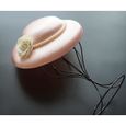 Chapeau de Femme Fille Dentelle Fleurs et Perles Elégant Béret Bandeau Bonnet Britannique Rétro pour Cérémonie Soirée, Rose-0