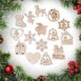 15pcs Noël décoration Noël arbre de Noël pendentif, Decoration sapin de noel en bois, Decoration de noel en bois des etoiles JM01663-0