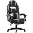 Racing Chaise de Bureau Chaise Gaming - Fauteuil Gamer avec Repose-Pied Pliable -Chaise Siège Gaming - GRIS - Intimate WM Heart-0