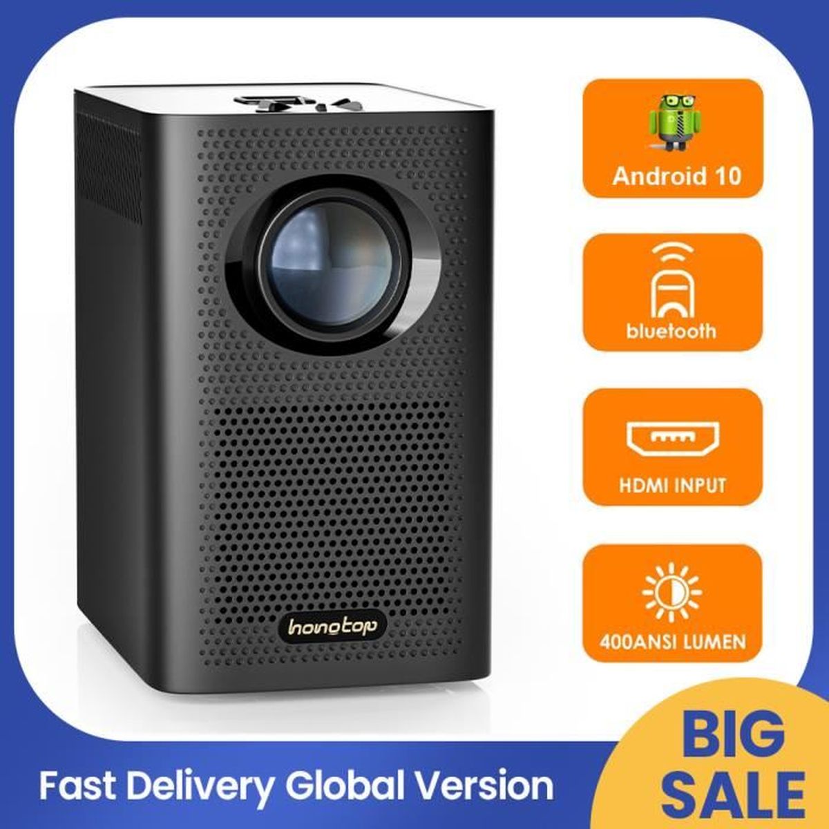 Mini Projecteur ，Vidéoprojecteur Portable Smart 4K Android WiFi 1080p