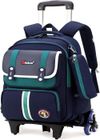 LECOO Cartable a Roulette Garçon Primaire,16 Pouces Sac Roulette Enfant 2 Pièces pour Voyages Scolaires de 8 à 12 Ans,Bleu foncé