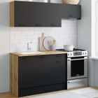 IDMARKET Cuisine complète SUBTIL 180 cm avec plan de travail structure effet bois et façades noires 5 éléments