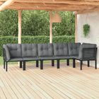 vidaXL Salon de Jardin 6 pcs, Ensemble de Meubles de Terrasse, Mobilier d'Extérieur, Chaise de Patio, Moderne, Noir et Gris 3187755