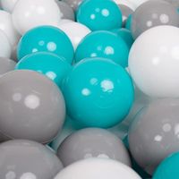 KiddyMoon 100 7Cm L'ensemble De Balles Plastique Pour Piscine Enfant Fabriqué En EU, Gris/Blanc/Turquoise