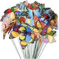 50Pcs Piquets de Papillons de Jardin, Piquets de Papillons, Décoration de  Papillon en Plastique pour Balcon, Jardin, Verger