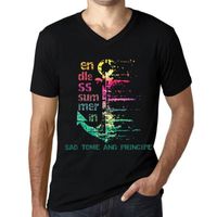 Homme Tee-Shirt Col V Un Été Sans Fin À Sao Tomé-Et-Principe – Endless Summer In Sao Tome And Principe – T-Shirt Vintage Noir