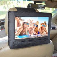 Lucky-appuie-tête de voiture Sangle de support pour lecteurs DVD portables Noir Oxford appui-tête de voiture Tablette Sac 10