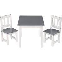 WOLTU 1 Table et 2 Chaises Enfant en MDF en Bois 60x50x48cm, Blanc+Gris