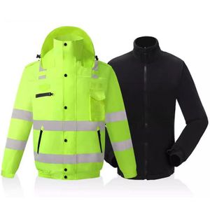 GILET Gilet,Veste de travail à capuche haute visibilité pour hommes,vêtements de travail,manteau de - Jacket fleece linner