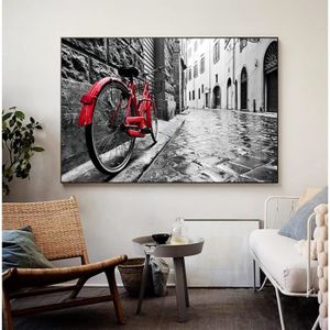 TABLEAU - TOILE Impression de vélo Rétro Paysage urbain Romantique