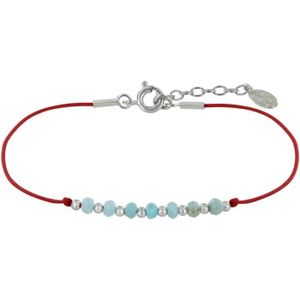BRACELET - GOURMETTE Bracelet - Larimar - Sept perles facettées - Rouge