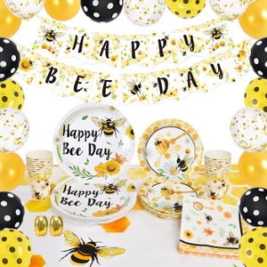 Décoration d'anniversaire en latex à motif insectes thème abeille
