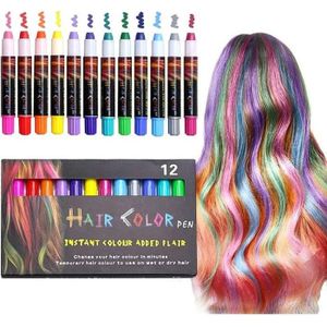 MASCARA CHEVEUX 12 PCS Craie de Cheveux Colorée - DIY Crayons des Cheveux Coloration Temporaire lavable et Non Toxique