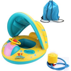 Bouée Bébé avec Pare-Soleil en Filet et Culotte de Sécurité – Flotteur de Piscine Évolutif Anti-UV, Siège de Natation Gonflable pour Enfant 6-24 Mois, Motif Baleine Bleue