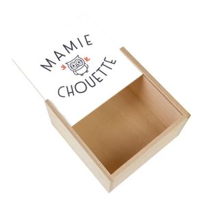 Boîte cadeau Boite Coffret en Bois - Mamie Chouette Famille Mig