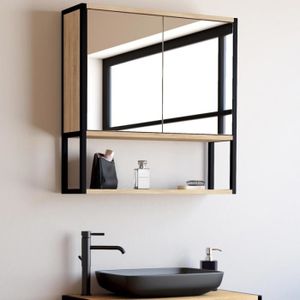 MEUBLE VASQUE - PLAN IDMARKET Meuble de rangement suspendu avec miroir pour salle de bain DETROIT design industriel