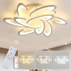 PLAFONNIER KIWAEZS Plafonnier LED moderne avec télécommande 80W Blanc dimmable Lampe de Plafond Pour Salon/Chambre D. 85cm