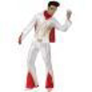DÉGUISEMENT - PANOPLIE Déguisement Elvis Rock-Star - Homme - Blanc - ATOSA - Pantalon évasé - Chemise satinée - Col et cape rouges