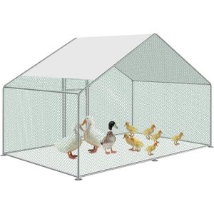 POULAILLER LARS360 Poulailler cage poulailler en acier galvanisé avec toit en polyéthylène - Enclos pour poules, lapins, petits animaux - E28
