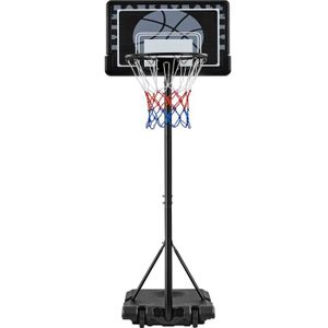 PANIER DE BASKET-BALL Yaheetech Panier de Basket Portable Réglable en Hauteur 219-249 cm sur Pied à Roulettes Arrière Robuste Noir